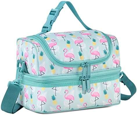 VASCHY Lunch Box Bag Men, Insulated Two Compartments Bento Cooler Bags for Adults/Women/Kids for School,Daycare,Kindergarten,Picnic Black