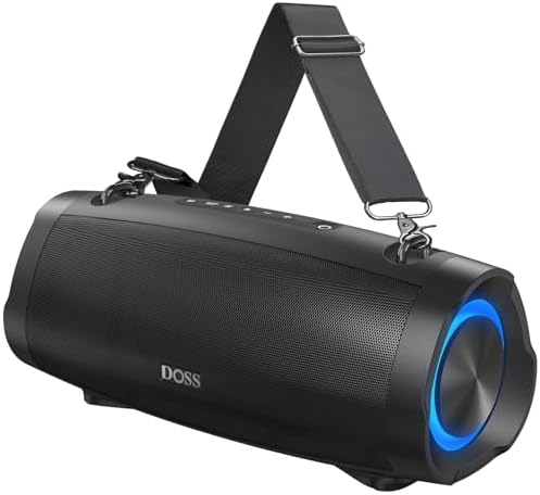 DOSS Extreme Boom Pro D100 Bluetooth Speaker with 140W Peak, 70W Bold Sound, Extra Bass, 24H Playtime, Beat-Sync Lights, IPX6 Waterproof, Portable Strap for Hiking, Camping-Orange