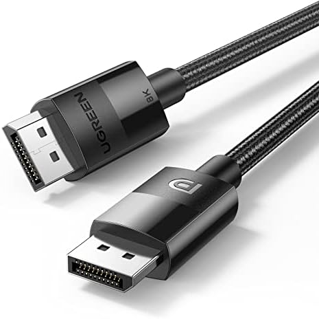 UGREEN VESA Certified DisplayPort 1.4 Cable, DP 8K@60Hz, 4K@144Hz, 1080P@240Hz, Support 32.4Gbps HDR, FreeSync G-Sync, Braided Cord for HDTVs, Gaming Monitors, PC Graphics (6ft)