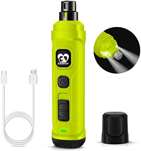 Casfuy Dog Nail Grinder with 2 LED Light - New Version 2-Speed Powerful Electric Pet Nail Trimmer Professional Quiet Painless Paws Grooming & Smoothing for Small Medium Large Dogs and Cats (Blue)