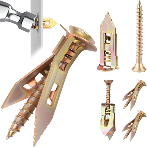 TIEEC 160 PCS Self-Drilling Drywall Anchors Kit - Zinc Plated Steel Wall Anchors & Screws (4X35mm), No Drill or Holes in Wall, Heavy Duty for TV/Shelf/Cabinet/Picture Frame