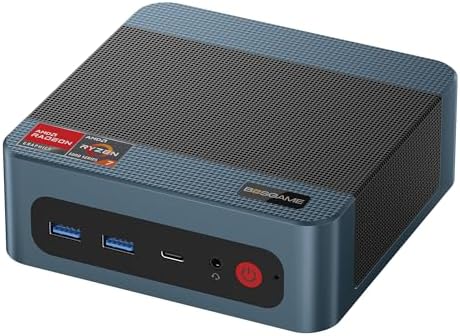 BOSGAME P4 Gaming Mini PC Ryzen 7 5700U 32GB RAM 1TB NVMe M.2 2280 SSD, 11-Pro OS Mini Computers, Micro PC 4K 60Hz Triple Display, HDMI+DP+Type-C, WiFi 6E, BT5.2, PD3.0, Dual 2.5GbE LAN