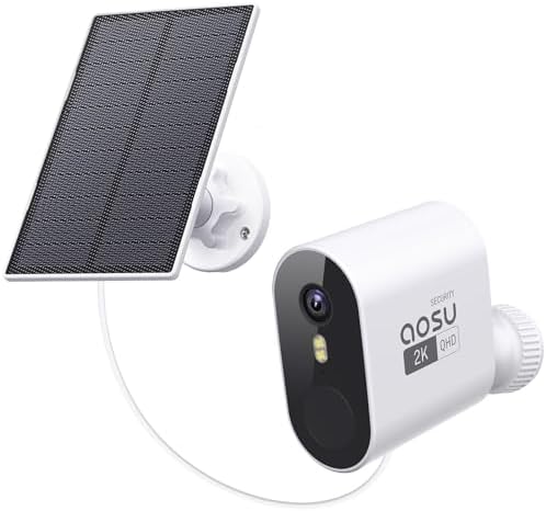 AOSU 2K Solar Security Cameras Wireless Outdoor, WiFi Camera Surveillance Exterieur for Home Security System, 166° View, Color Night Vision, 2-Way Talk, 32GB Homebase Local Storage, No Monthly Fee