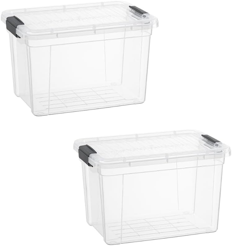 Superio Storage Bins with Lids- 3 Pack, 1.85 Qt Clear Boxes for Organizing, Stackable Plastic Containers- BPA Free, Non-Toxic, Odor Free, Organizer for Home, Office, Dorm