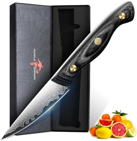 Purple Dragon Damascus Fish Fillet Knife - 7 inch Flexible Boning Knife with VG10 Core, Kitchen Slicing Knife with Full Tang Handle, Birthday Dad Mom Gift