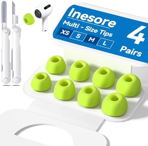 4 Pairs Replacement Ear Tips for AirPods Pro 2nd/1st Generation with Portable Storage Box & Cleaner Pen,Noise Reduction Holewith & Built-in dust Guard Screen,Silicone Ear Tips for AirPods Pro (White)