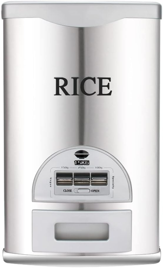 Rice Tank Rice Storage Rice Storage Container Stainless Steel 25/33/45/55/66LB Sealed Grain Rice Cabinet Rice Storage Bucket (Black 20kg)