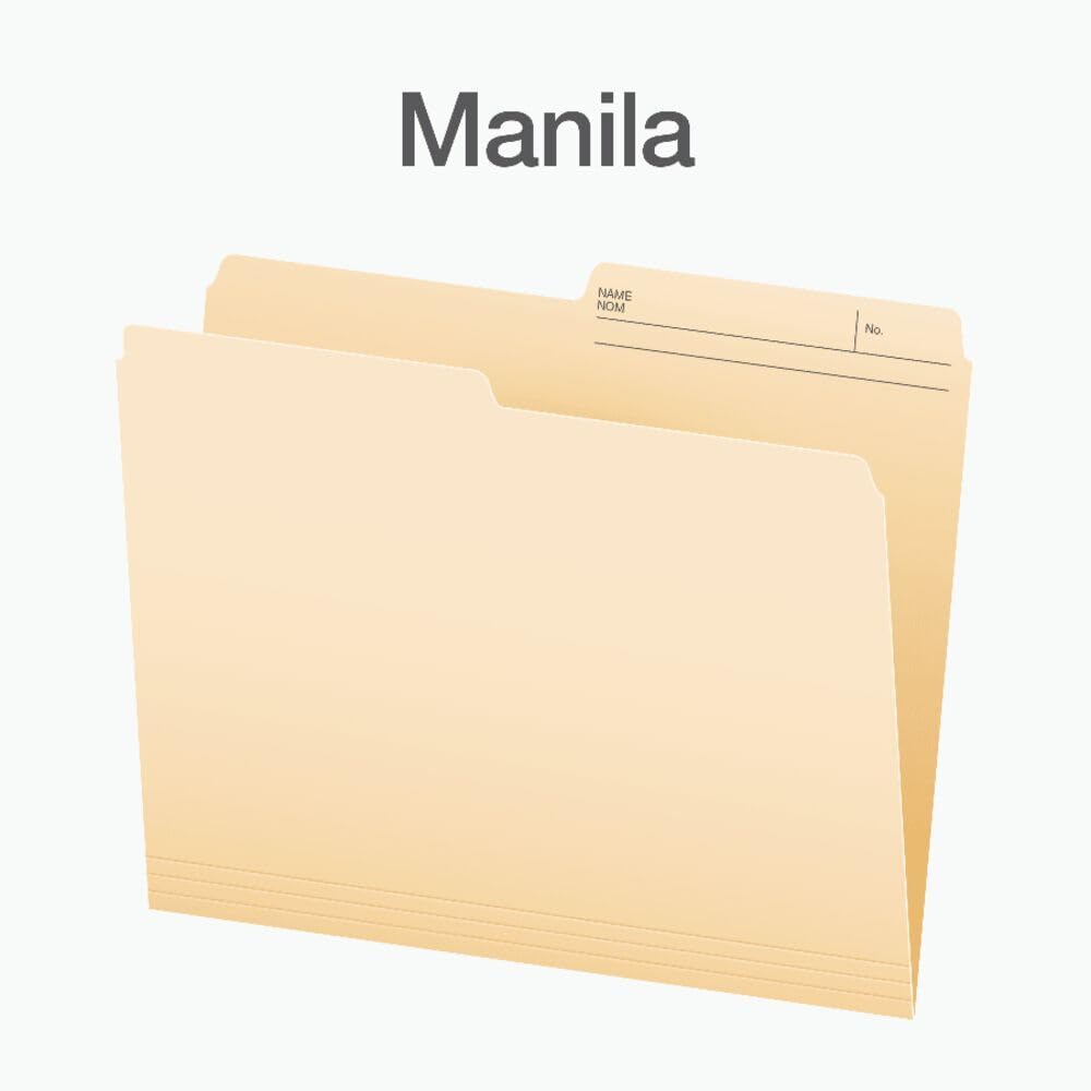Pendaflex File Folders, 1/2 Cut Tab, Letter Size, Manila, Durable & Tear-Resistant File Organizers, 100/Box for Office, Home & School Filing Systems, Reversible & Eco-Friendly Design