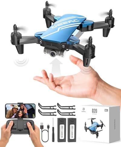 DEERC D20 Mini Drone Foldable for Kids with 720P HD FPV Camera Remote Control Toys Gifts for Boys Girls with Tap Fly,Auto Hover,Voice/Gesture Control,Speed Adjustment,2 Batteries,3D Flip