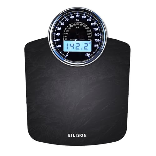 EILISON Highly Advance 2-in-1 Digital & Analog Weighing Scale for Body Weight-400lbs, 4 High Precison GX Sensor Accurate, Thick Tempered Glass, Extra Large Display (White)