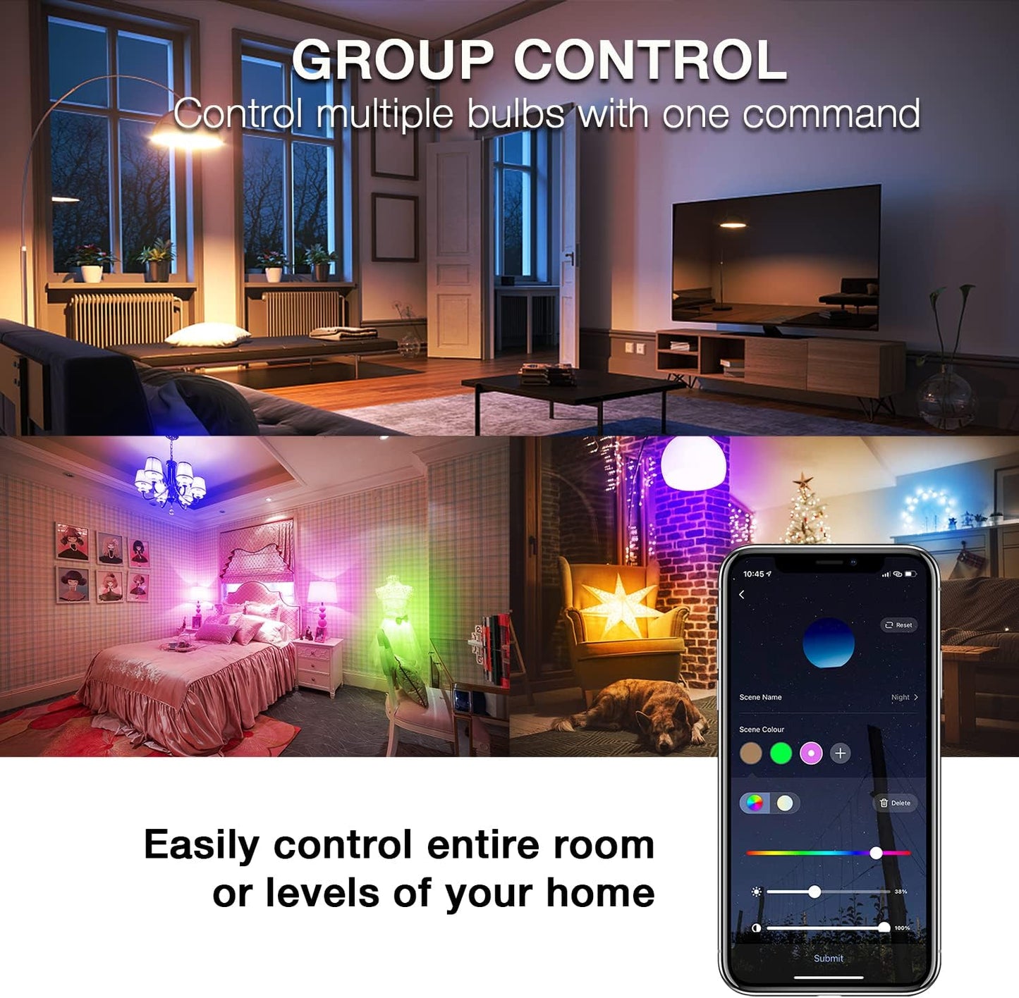 DAYBETTER Smart Light Bulbs, Alexa Light Bulb, WiFi Light Bulbs, RGBCW Color Changing Light Bulb A19 9W 800LM, Smart Bulbs that Work with Alexa & Google Assistant, 2.4Ghz only, No Hub Required,10 Pack
