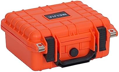 MEIJIA Portable All Weather Waterproof Protective Hard Case,Camera Case with Customizable Fit Foam,Fit Use of Drones, Camera, Equipments, 10.62inchx9.68inchx 4.87inch (Orange)