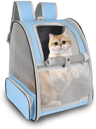 Cat Backpack Carrier,Pet Carrier Airline Approved for Small Dog Cat Puppy Kitten Bunny,Ventilated Mesh Design Animal Backpack for Hiking Camping Travel Bag (Black)