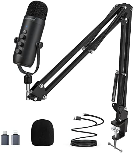 ZealSound USB Microphone,Condenser Phone Computer PC Mic kit,Plug&Play Gaming Microphones for PS 4&5.Mic Gain&Volume Control,Echo &Mute Button for Vocal,Record,Streaming,Discord YouTube Podcast on Mac