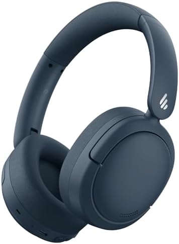 Edifier V80 Hybrid Active Noise Cancelling Bluetooth Headphones, Wireless Over Ear Headset with 45H Playtime, Wired Hi-Res Audio Fast Charging Multipoint Connection for Home Travel Office - Navy Blue