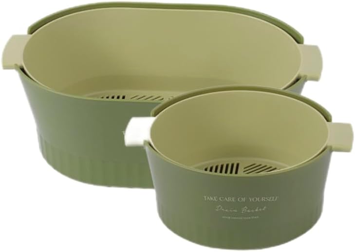 Kitchen Washbas Food Strainer Drain Basket Rotating Drainer Double-Layer Basin Vegetable Fruit Washing Strainer