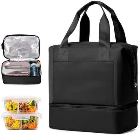 Lunch Bag Insulated Lunch Box Leakproof Lunch Tote Bags for Women Men,Portable Thermal Cooler Bag Lunch Containers with Shoulder Strap for Work, Family, Picnic, School, Outdoor,BBQ C2-Pinkpurple