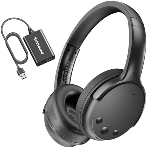 Holdsound Wireless Headphones for TV Watching, TV Headphones Wireless for Seniors with USB Transmitter, 25hrs, No Lip-Sync Delay, Plug and Play, Gifts for Elderly,Light Black