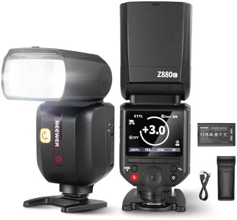 NEEWER Z880-C 2.4G 76Ws TTL Camera Flash Speedlite Compatible with Canon, Upgraded UI, Adjustable Modeling Lamp, TTL/M Quick Switch TCM Key, 1/8000s HSS 7.2V/3000mAh Battery 600 Full Power Flash