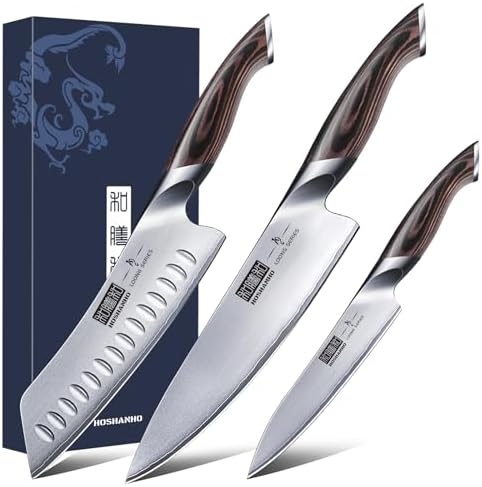 HOSHANHO 16-Piece Knife Set, Japanese High Carbon Stainless Steel Kitchen Knife Set, Ultra Sharp Chef Knife Block Set with Sharpener