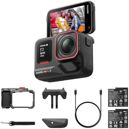 Insta360 Ace Pro 2 Get-Set Bundle- 8K Waterproof Action Camera Co-Engineered with Leica, 1/1.3" Sensor, Dual AI Chip, Leading Low Light, Superior Audio, Flip Screen & AI Editing, Dual Battery