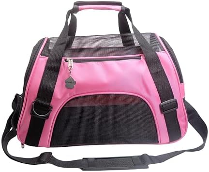 ZaneSun Cat Carrier,Soft-Sided Pet Travel Carrier for Cats,Dogs Puppy Comfort Portable Foldable Pet Bag Airline Approved (Small Rosered)