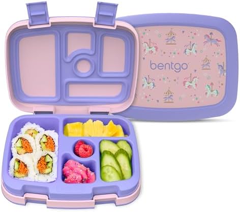 Bentgo Kids Prints Leak-Proof, 5-Compartment Bento-Style Kids Lunch Box - Ideal Portion Sizes for Ages 3 to 7 - BPA-Free, Dishwasher Safe, Food-Safe Materials - 2021 Collection (Llamas)