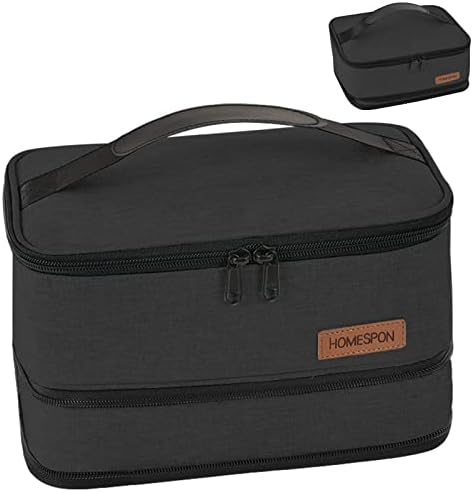 HOMESPON Expandable Lunch Bag for Men Women Insulated Lunch Box Holder with Handle for Picnics Work Travel (Blue)
