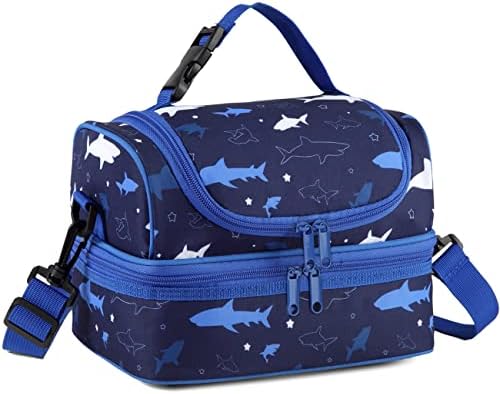 VASCHY Lunch Box Bag Men, Insulated Two Compartments Bento Cooler Bags for Adults/Women/Kids for School,Daycare,Kindergarten,Picnic Black
