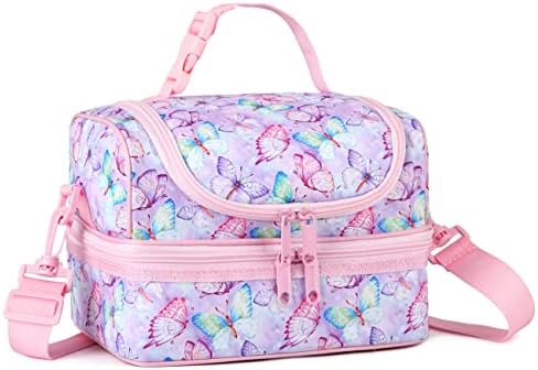 VASCHY Lunch Box Bag Men, Insulated Two Compartments Bento Cooler Bags for Adults/Women/Kids for School,Daycare,Kindergarten,Picnic Black