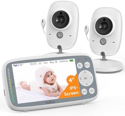 BOIFUN Baby Monitor No Wi-Fi, 4'' 3X Zoom Display, Video Baby Monitor Camera, IPS 720p Wireless (Moniteur Bébé), Easy to Use and Set Up, VOX Sound Detection, Invisible Infrared Night Vision