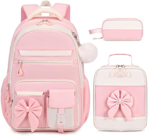 DIGOBAY Backpack for Girls, 3PCS Girls Backpack with Lunch Bag Pencil Case, Kids Backpack for Kindergarten Elementary School