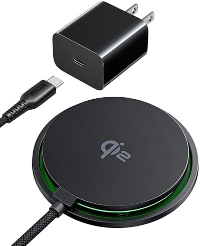 INIU Magnetic Wireless Charger, Qi2 Certified 15W Fast Mag-Safe Wireless Charging Pad with Cooling Fan & LED Light, for iPhone 16 15 14 13 12 Series, AirPods, and More (Adapter Included)