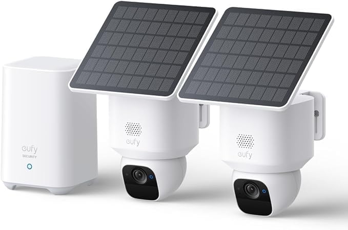 eufy Security SoloCam E30, 2-Cam Kit, Security Cameras Wireless Outdoor, Solar Camera Outdoor Wireless, 360° Pan, AI Tracking, 2K Clarity, No Monthly Fee