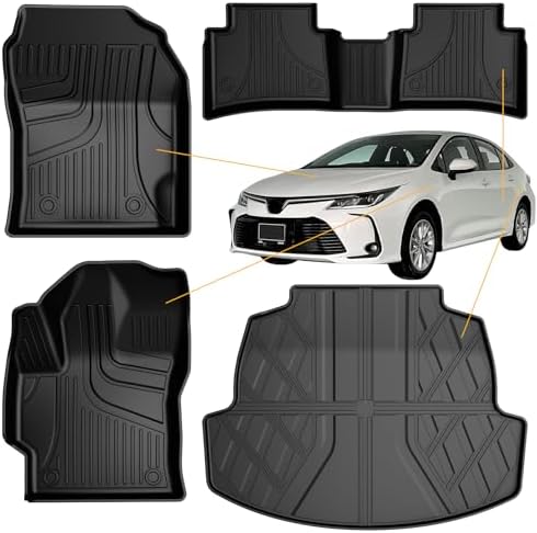 AOMSAZTO Floor Mats & Trunk Mat for 2024 2025 Chevy Equinox EV (Non Fuel),TPE All Weather Protection 2 Rows Car Floor Liners with Cargo Liner for Chevrolet Equinox EV (Non Fuel) - PuriLite