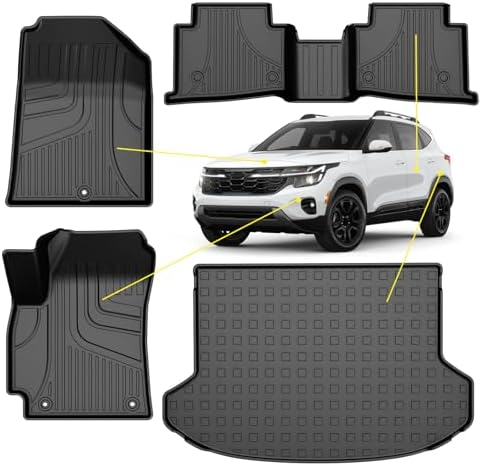 AOMSAZTO Floor Mats & Trunk Mat for 2024 2025 Chevy Equinox EV (Non Fuel),TPE All Weather Protection 2 Rows Car Floor Liners with Cargo Liner for Chevrolet Equinox EV (Non Fuel)