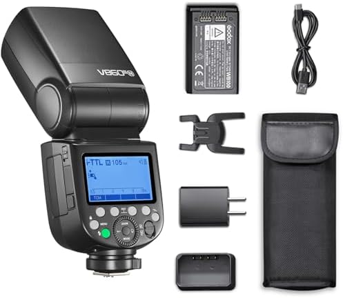 Godox V860III-N Flash for Nikon Camera Flash Speedlite Speedlight 7.2V/2600mAh Li-ion Battery, 2.4G Wireless HSS 1/8000 1.5s Recycle Time 10 Levels LED Modeling Light for Nikon (Upgraded V860II-N)