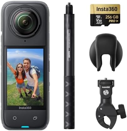 Insta360 X4 Standard Bundle - Waterproof 8K 360 Action Camera, 4K Wide-Angle Video, Invisible Selfie Stick Effect, Removable Lens Guards, 135 Min Battery Life, AI Editing, Stabilization