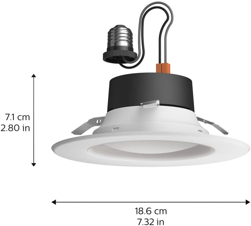 Philips Hue White & Color Ambiance 4" Smart LED Retrofit Can Downlight, Color Changing, Bluetooth & Zigbee Compatible (Hue Hub Optional), Smart Ceiling Lighting