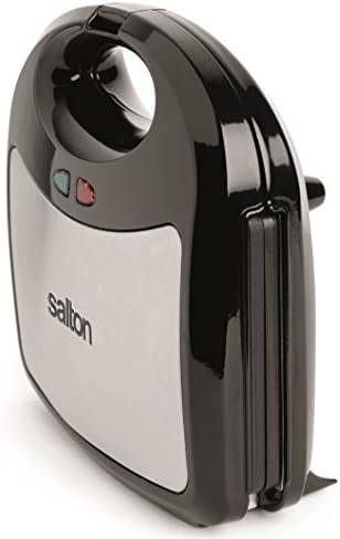 Salton 3-In-1 Pocket Sandwich Maker, Belgian Waffle Maker, and Electric Grill with Non-Stick Removable Dishwasher-Safe Plates, Indicator Lights, Cord Wrap and Upright Storage (SM1543), Small