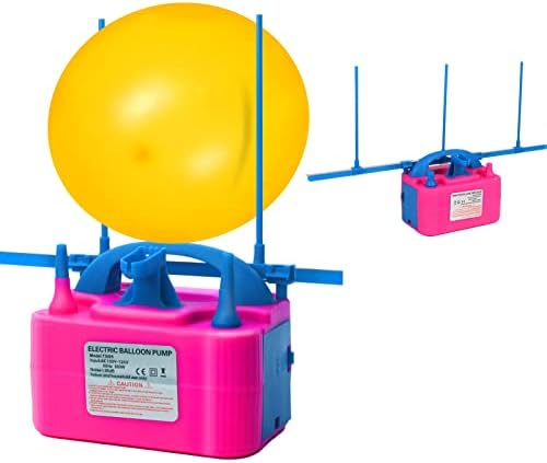 Electric Balloon Pump,Balloon Inflator, Dual Nozzle Electric Air Pump,Balloon Pump Balloons Blower 110V 600W for Party Decoration with Gifts:2 Balloon Tying Tools (Rose red)