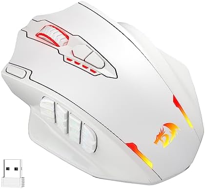 Redragon M913 Impact Elite Wireless Gaming Mouse, 16,000 DPI Wired/Wireless RGB Mouse with 16 Programmable Buttons, 45 Hr Battery and Pro Optical Sensor, 12 Side Buttons MMO Mouse