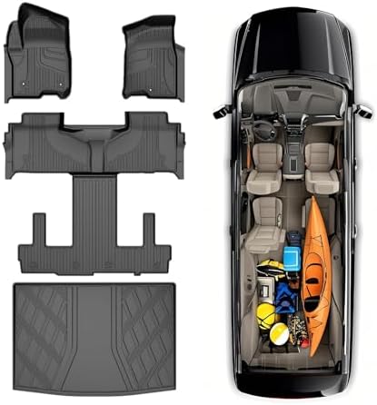 AOMSAZTO Floor Mats & Trunk Mat for 2024 2025 Chevy Equinox EV (Non Fuel),TPE All Weather Protection 2 Rows Car Floor Liners with Cargo Liner for Chevrolet Equinox EV (Non Fuel)