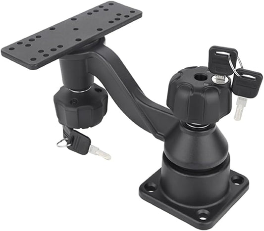 Strg Fish Finder Mount with Lock for Boat, Kayak Fish Finder Swing Mount Marine Electronics Mounts with Rectangular Plate Compatible with Scotty Garmin Lowrance Humminbird and More Depth Finder - PuriLite