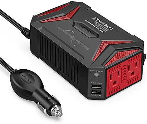 BESTEK Power Inverter DC 12V to AC 110V - 300W Car Plug Adapter Outlet with 4.8A Dual USB Fast Charging Port - Car Charger Cigarette Lighter Adapter for Phone, Laptop on Road Trip - Aluminum Housing