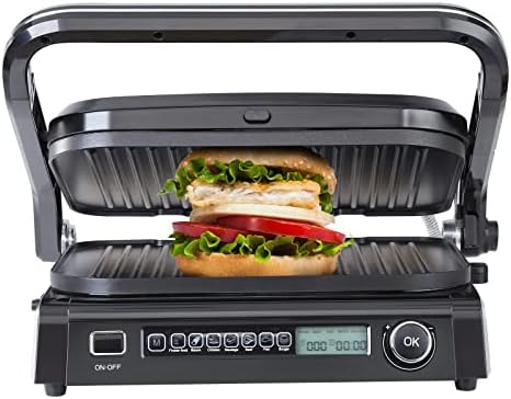 VEVOR 7 IN 1 Electric Contact Grill,1800W Indoor Panini Press Griddle,Stainless Steel Teppanyaki Grill with Nonstick&Removable Iron Plate, 0-446℉ Adjustable Temp Control,LCD Display,110V