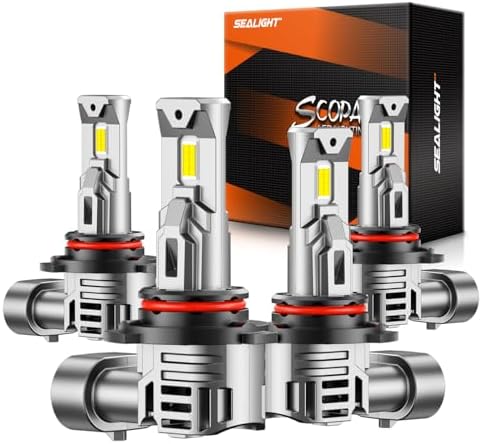 SEALIGHT H7 LED Headlight Bulbs, 800% Super Bright, 6500K Cool White Light Bulbs with Cooling Fan, 1:1 Mini Size H7 led headlight,H7 Halogen Replacement 3 Mins Plug-N-Play, Pack of 2