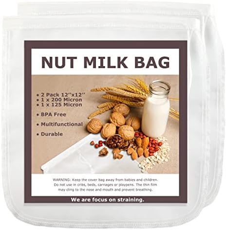 Purilite Select 100% Cotton Nut Milk & Cheesecloth Bags (2 Pack)
