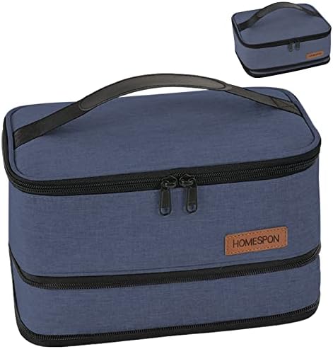 HOMESPON Expandable Lunch Bag for Men Women Insulated Lunch Box Holder with Handle for Picnics Work Travel (Blue)