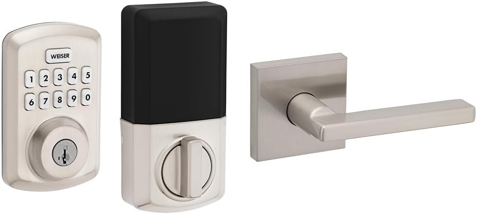 Weiser Powerbolt 3 Matte Black Keyless Entry Door Lock/Deadbolt Lock, 10-Button Keypad Door Lock with Auto Lock and 12-Month Battery Life, Electronic Door Locks for Front Door, Home Décor